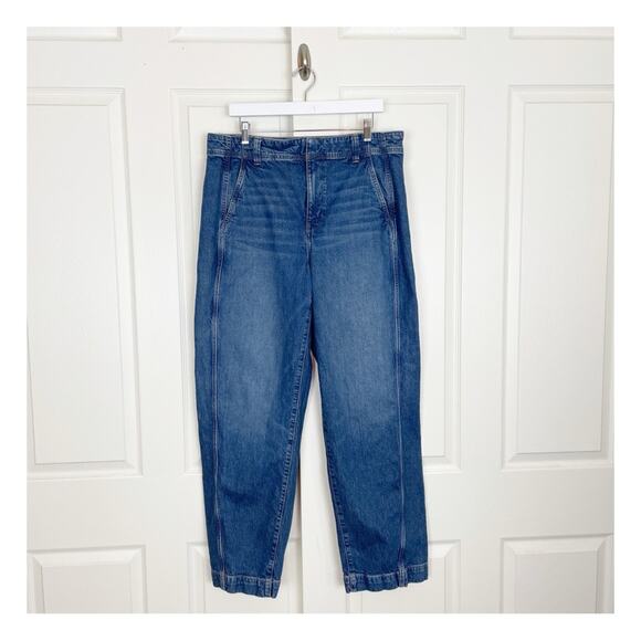 Madewell Tapered Denim Trouser Jeans Concho Wash High Rise Business Casual Sz32 - Picture 2 of 11